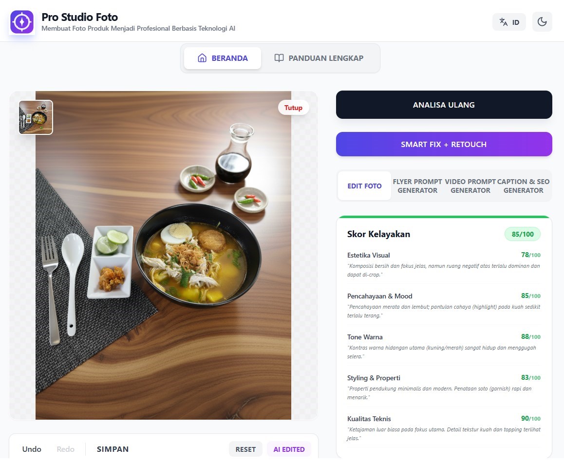 Antarmuka Aplikasi Pro Studio Foto
